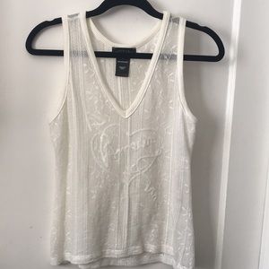 NWOT White on white sleeveless V neck